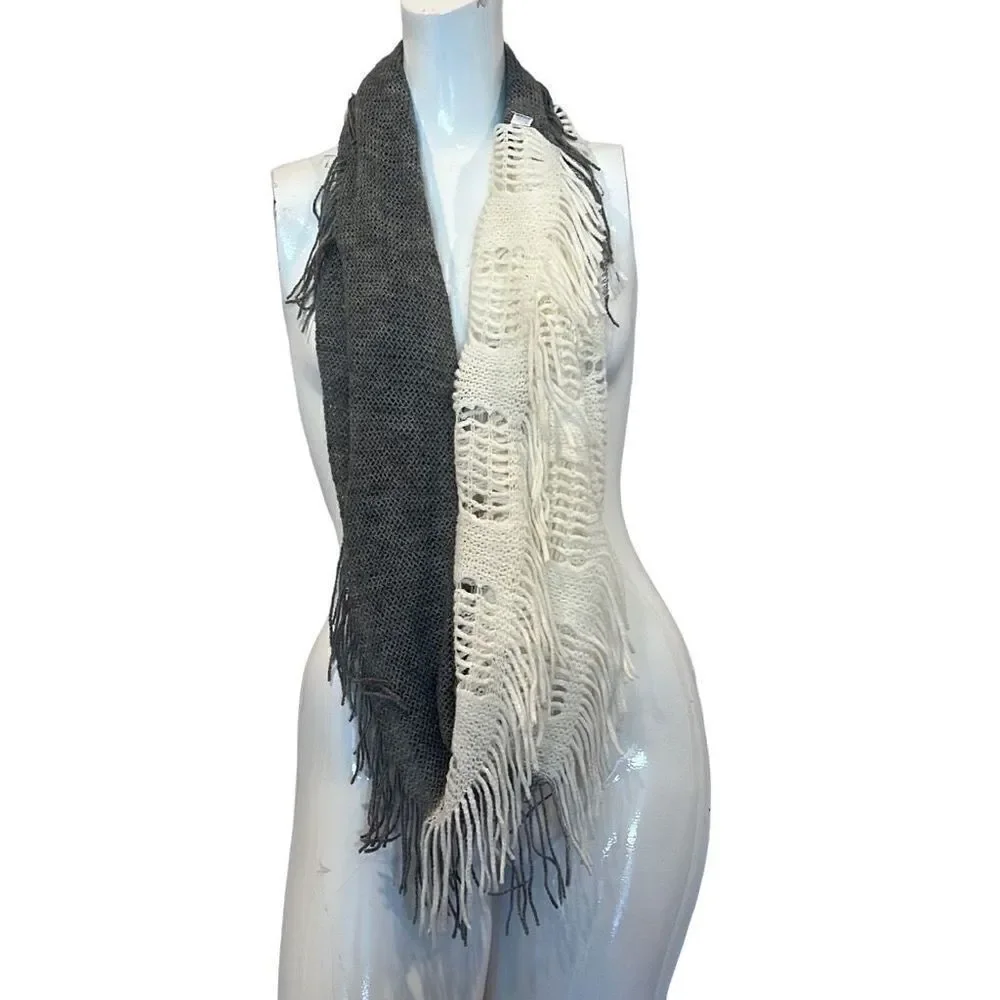 Gray & White knit Infinity Scarf